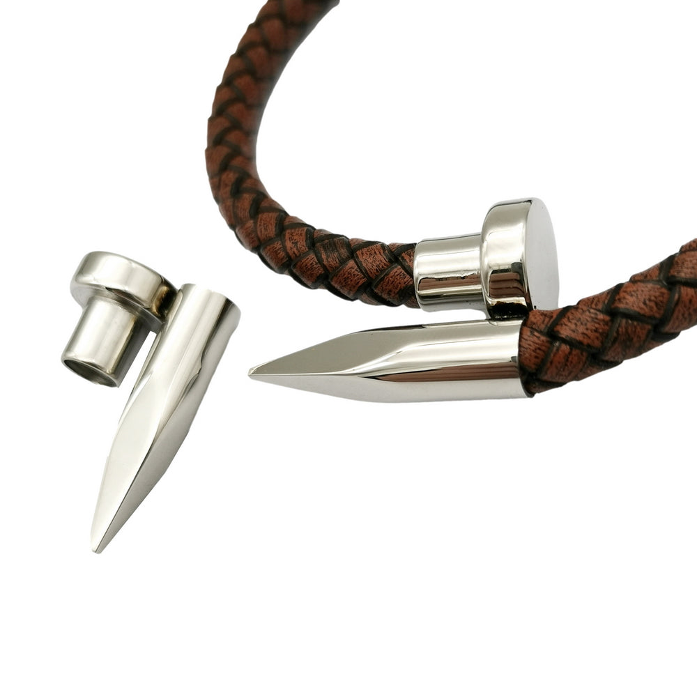 316 Stainless Steel Bracelet Cord Findings Bullet Shape 6mm Inner for 6mm Round Cord