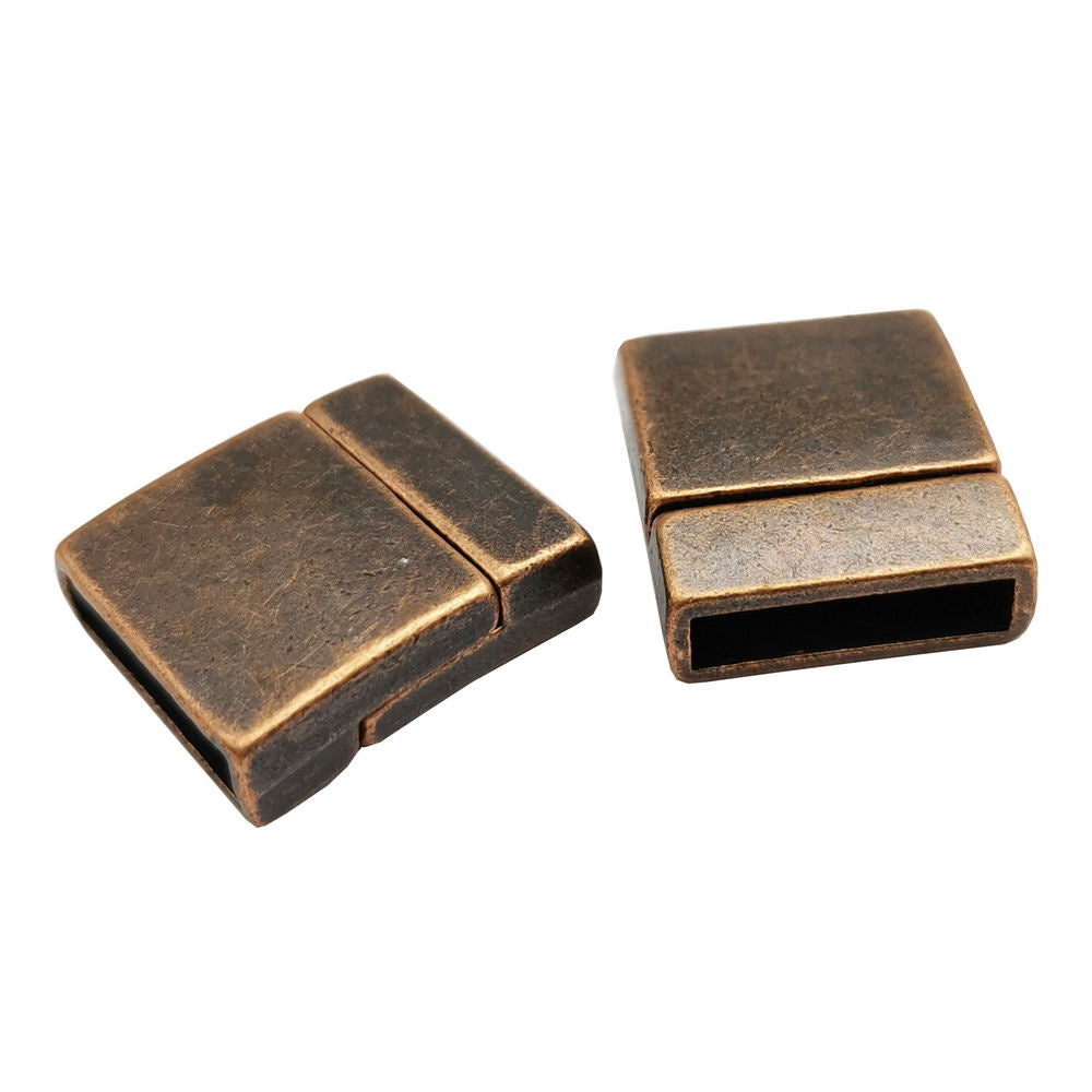 shapesbyX-15mm Flat Magnetic Clasps and Closure for Bracelet Making Antique Copper 15x3mm Hole