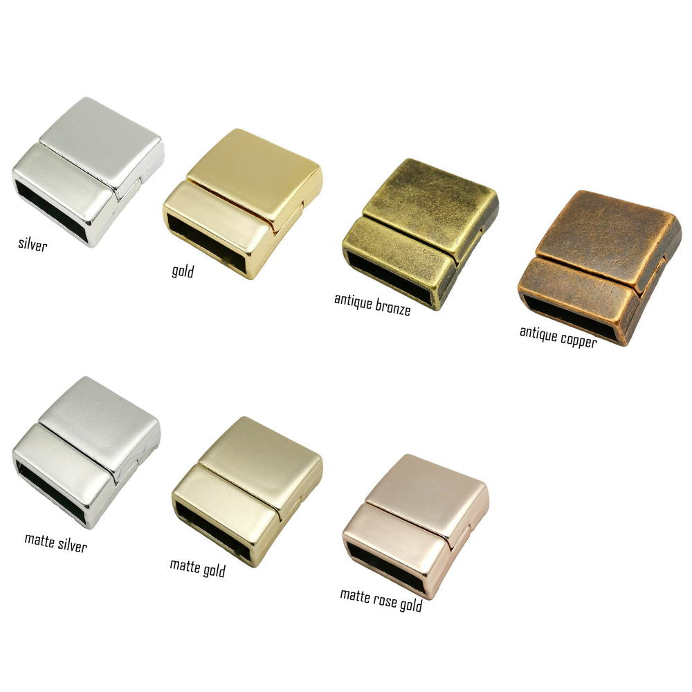 shapesbyX-15mm Flat Magnetic Clasps for Bracelet Making End 15x3mm Hole Gold