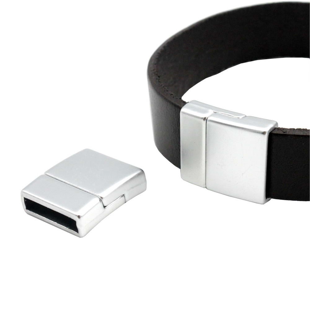 15mm Flat Magnetic Clasps and Closure for Bracelet Making 15x3mm Hole matte Silver