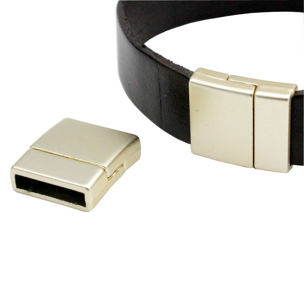 15mm Flat Magnetic Clasps and Closure for Bracelet Making 15x3mm Hole Matte Gold