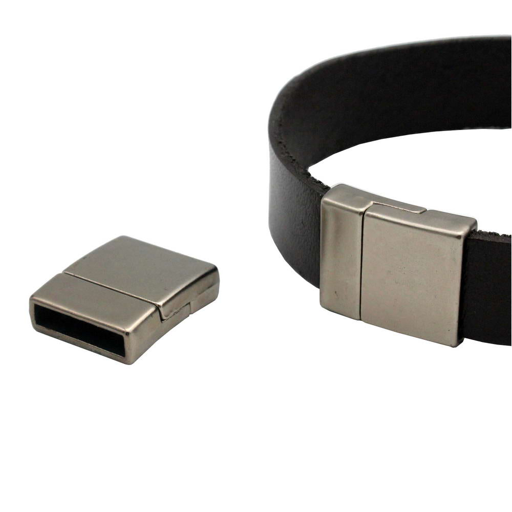 shapesbyX-15mm Flat Magnetic Clasps and Closure for Bracelet Making 15x3mm Hole Silver