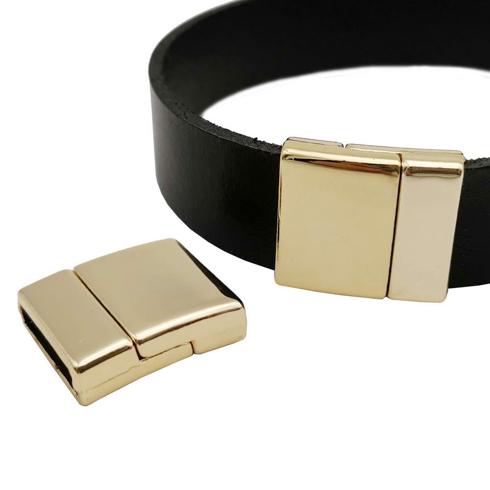 15mm Flat Magnetic Clasps and Closure for Bracelet Making 15x3mm Hole Gold