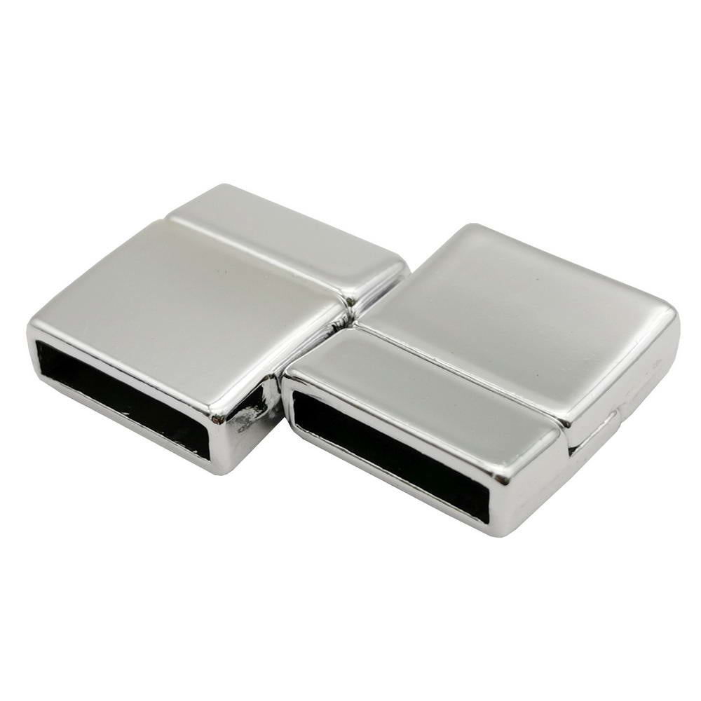 shapesbyX-15mm Flat Magnetic Clasps and Closure for Bracelet Making 15x3mm Hole Silver
