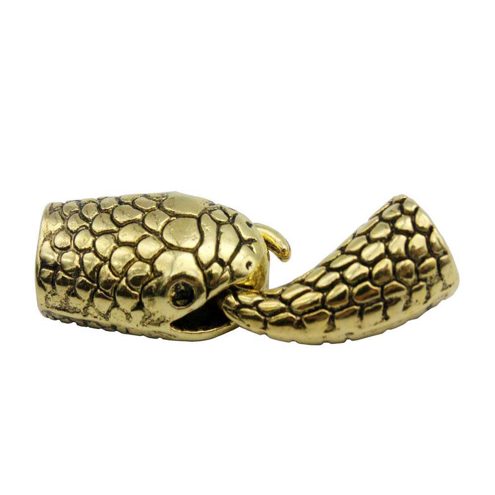 ShapesbyX-2 Stück Schlangenkopf-Charm-Hakenverschlüsse, Antiksilber, 7 mm Loch, Leder, zum Einkleben von Charm-Armbändern