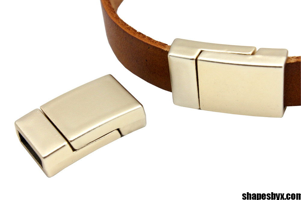shapesbyX-10mm Flat Leather Bracelet Making Magnetic Clasps 10x3mm Hole Antique Copper 3 Pieces MT673-5