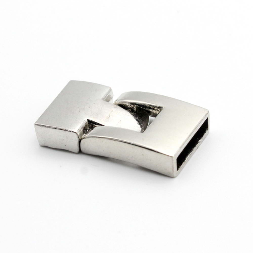 shapesbyX-14mmx2.5mm hole Buckle Clasps for Flat Leather Glue in Silver/Gold