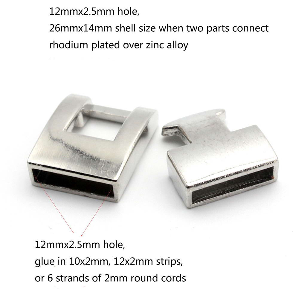 shapesbyX-14mmx2.5mm hole Buckle Clasps for Flat Leather Glue in Silver/Gold