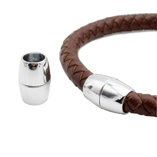 ShapesbyX-Bullet Magnetic Clasps Closure for Jewelry Making 8mm Hole Cord Glue In 3 Pieces Silver