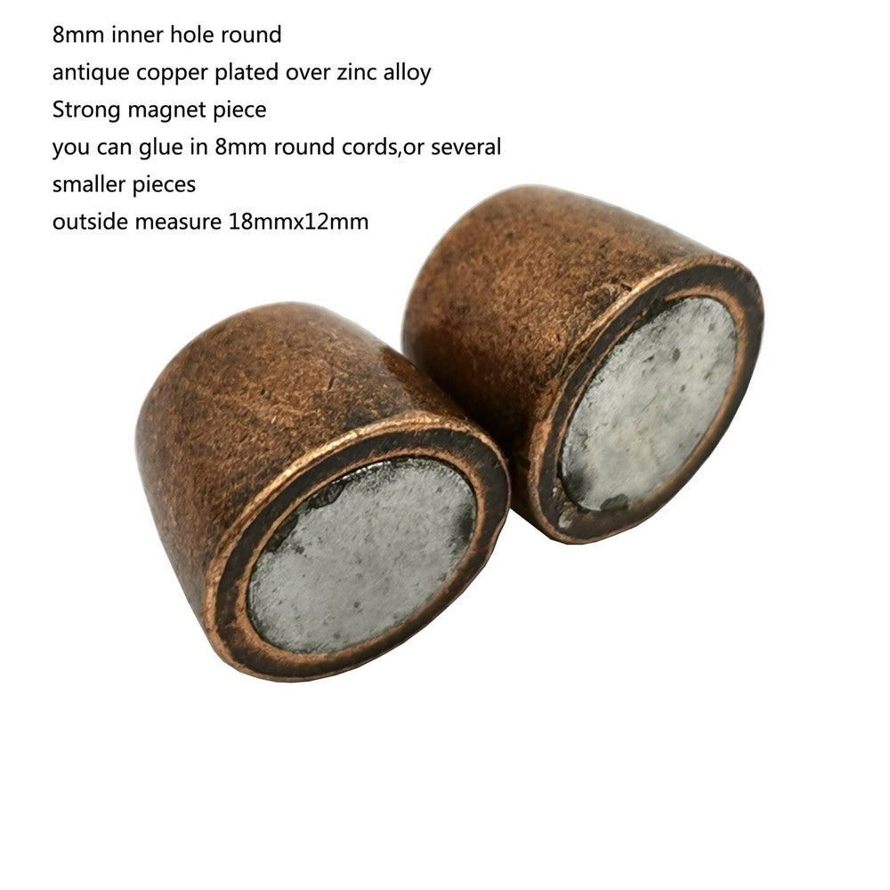 ShapesbyX-Bullet Magnetic Clasps Closure for Jewelry Making 8mm Hole Cord Glue In 3 Pieces Silver