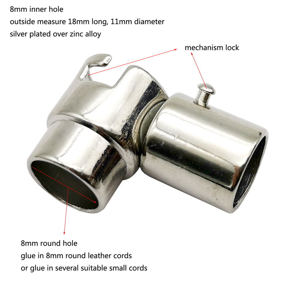 Magnetverschluss für die Schmuckherstellung, 8 mm Loch, Kordelkleber, 3 Stück, silberner Mechanismusverschluss