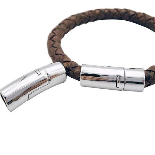 Curved Magnetic Clasps Closure for Jewelry Making 8mm Hole Cord Glue In 3 Pieces Silver