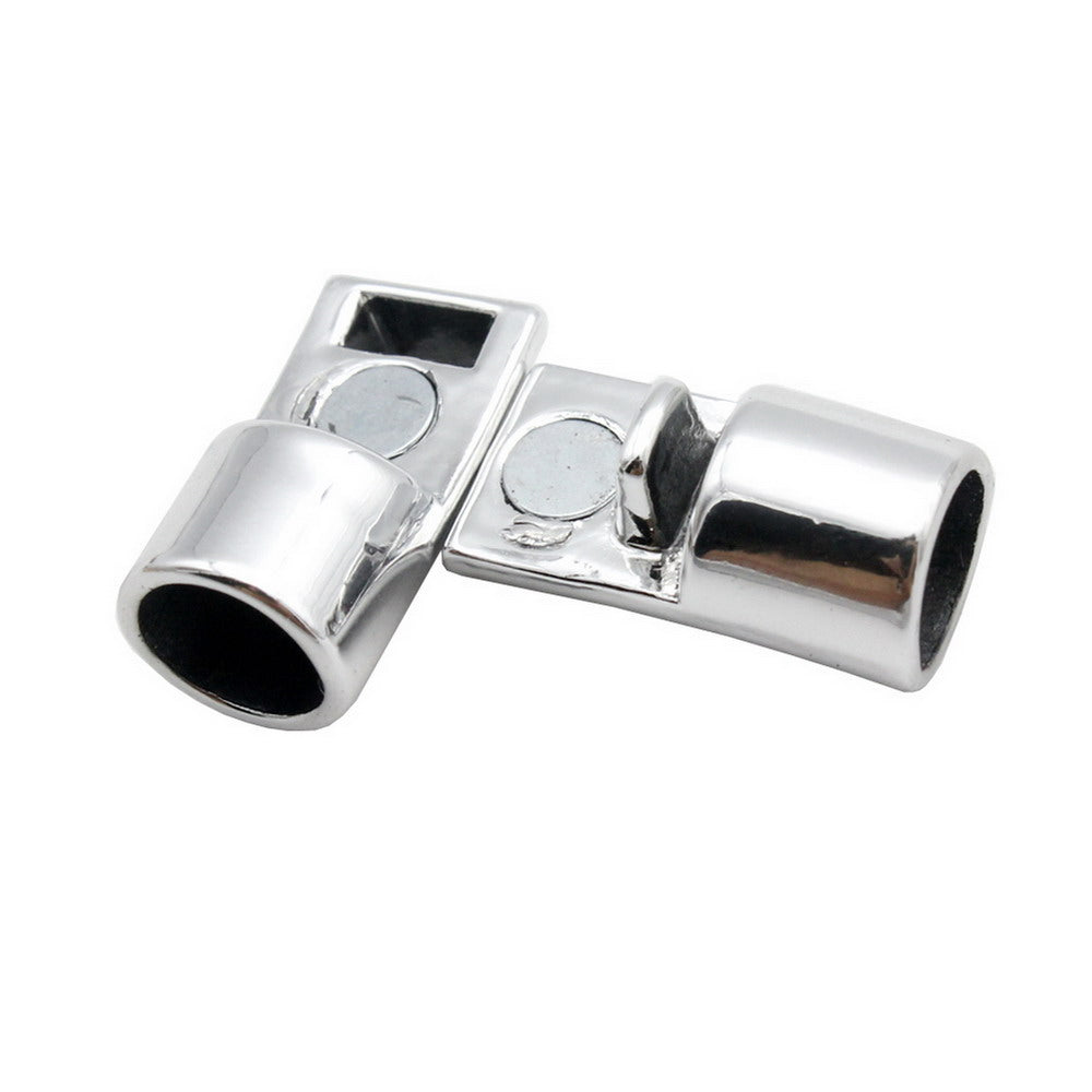 ShapesbyX-Curved Magnetic Clasps Closure for Jewelry Making 8mm Hole Cord Glue In 3 Pieces Silver
