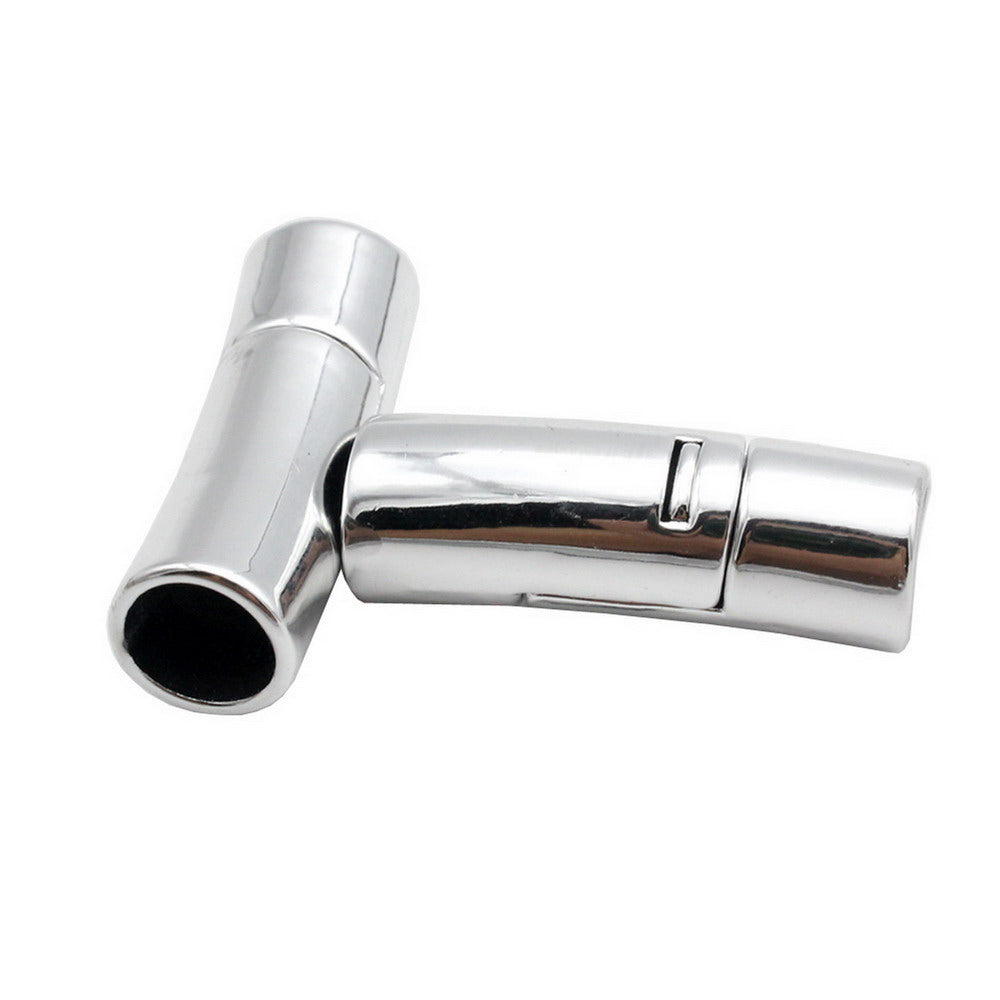 ShapesbyX-Curved Magnetic Clasps Closure for Jewelry Making 8mm Hole Cord Glue In 3 Pieces Silver