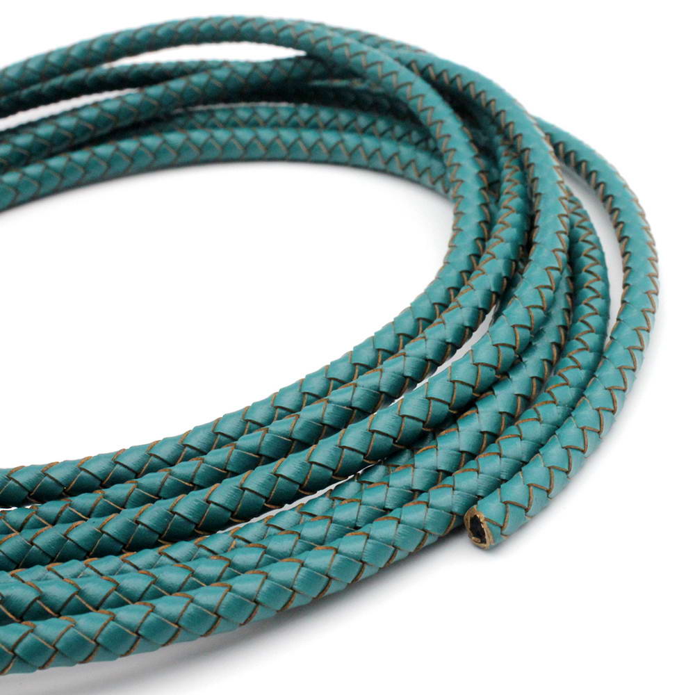 ShapesbyX-Cordon rond en cuir plié de 6 mm pour la fabrication de bracelets tressés en cuir bleu sarcelle