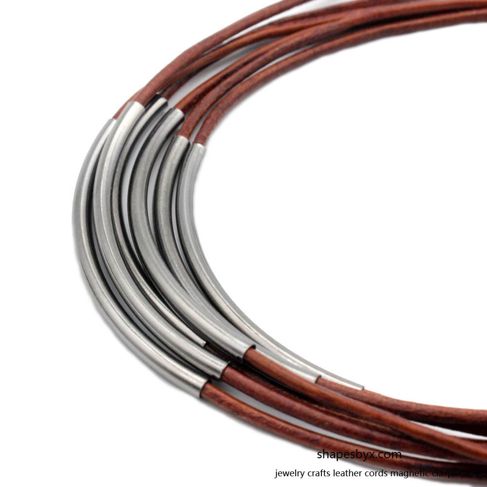 shapesbyX-20 Pieces 50mmx3mm Gold Curved Tube Pipes Plated Over Brass 2.5mm Inner Hole to hold 2.0mm Cord