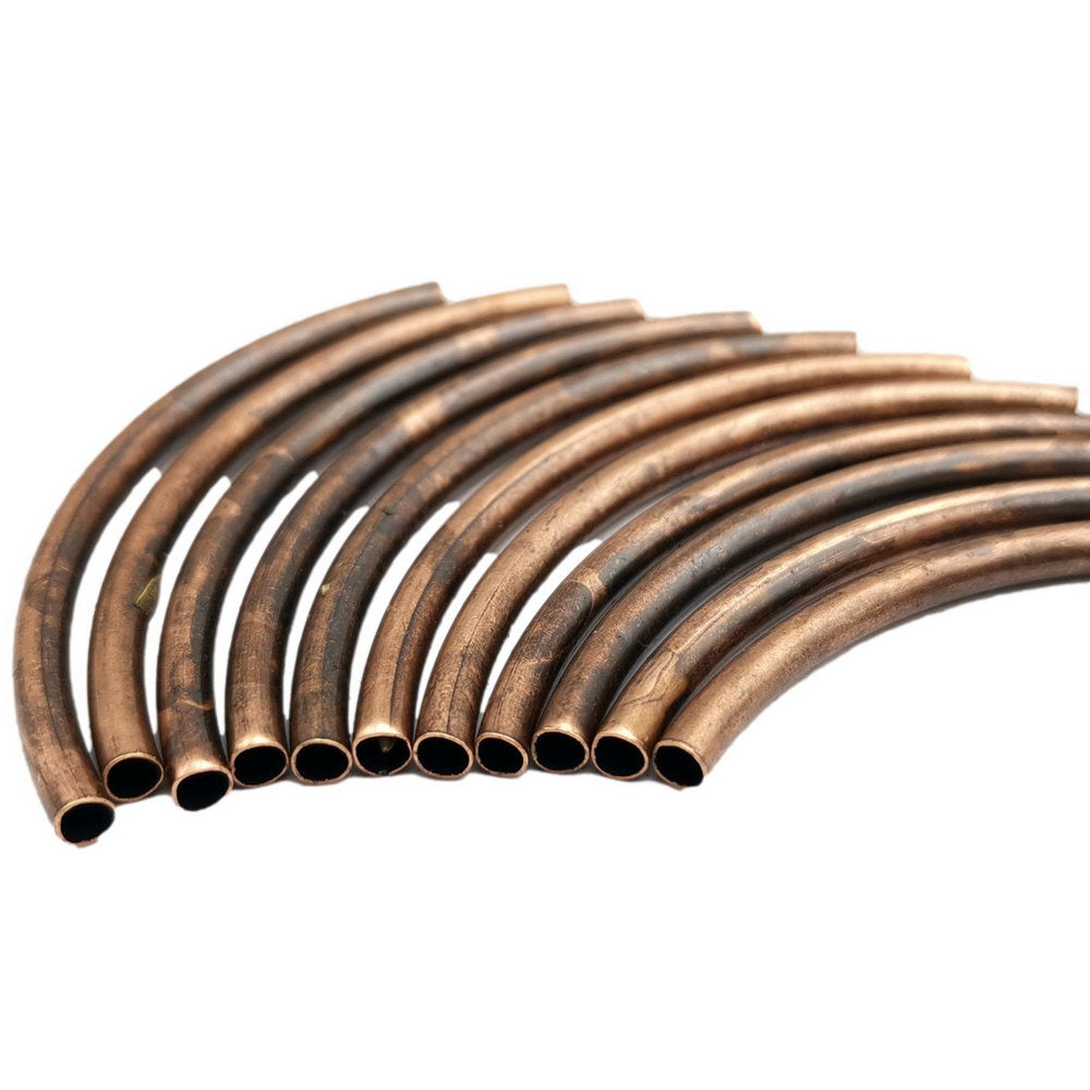 ShapesbyX – 20 Stück 50 mm x 3 mm gebogene Rohre aus antikem Kupfer, überzogen mit Messing, 2,5 mm Innenloch für 2,0 mm Kabel