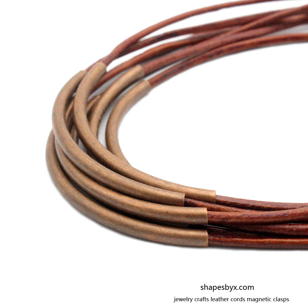 shapesbyX-20 Pieces 50mmx3mm Gold Curved Tube Pipes Plated Over Brass 2.5mm Inner Hole to hold 2.0mm Cord
