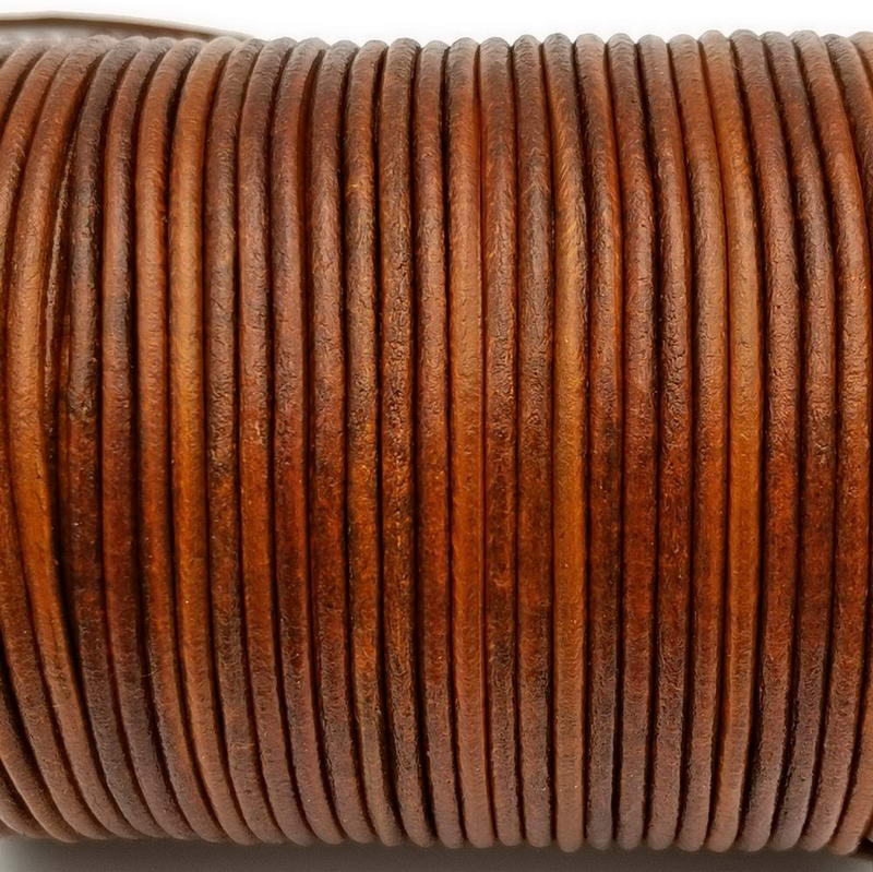 Distressed Brown Antique Brown Leather Cords 2mm Round Genuine Real Leathe Strap Bracelet Necklace Pendant Cord