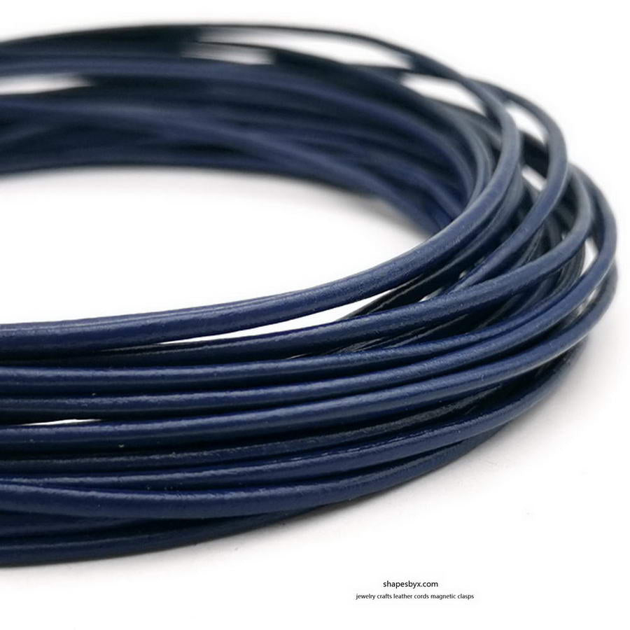 shapebyX-5 Yards 3mm Cordon Rond en Cuir Véritable Bracelet en Cuir Bracelet Collier Pendentif Cordon Bleu Marine