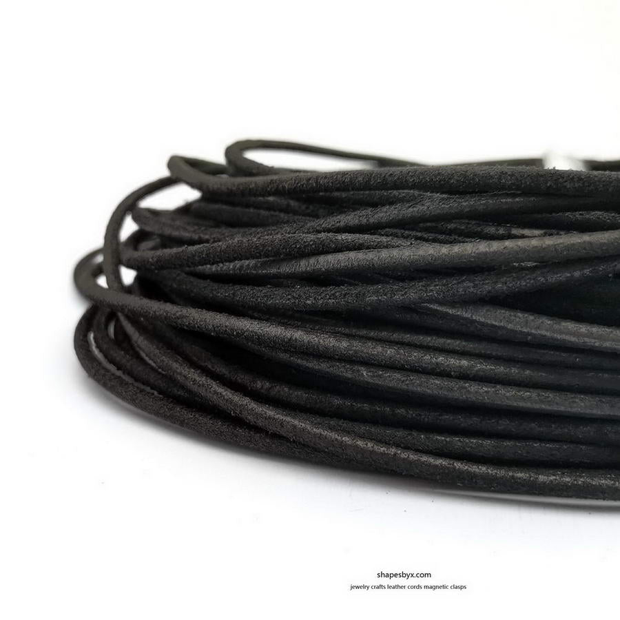 shapesbyX-5 Yards 3mm Round Leather Cord Genuine Leather Strap Bracelet Necklace Pendant Cord Antique Distressed Brown