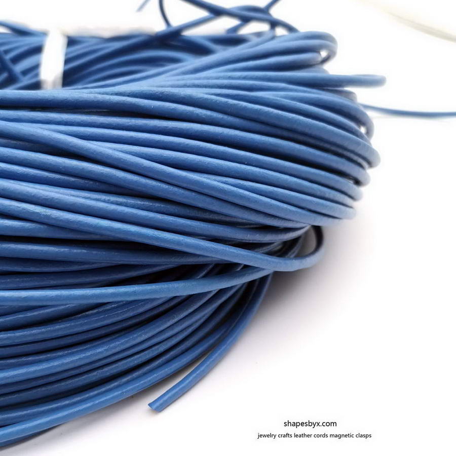 shapebyX-5 Yards 3mm Cordon Rond en Cuir Véritable Bracelet en Cuir Bracelet Collier Pendentif Cordon Jean Bleu