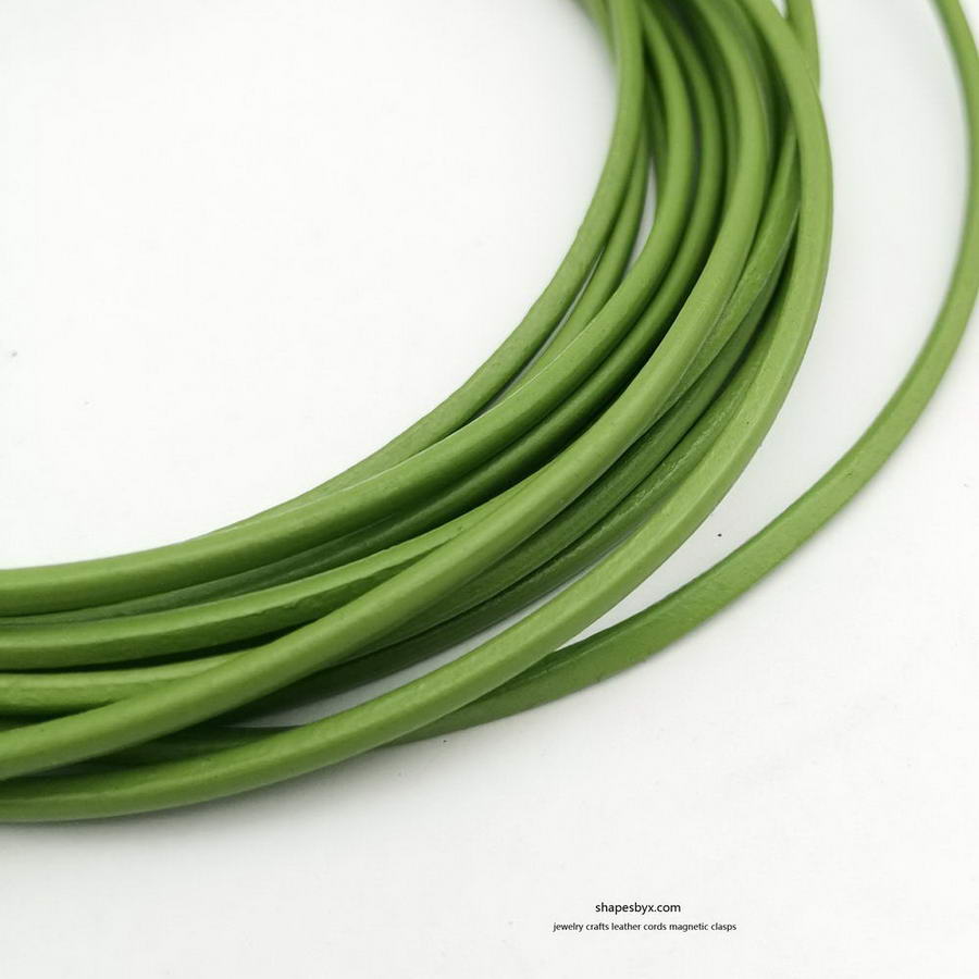 shapebyX-5 Yards 3mm Cordon Rond en Cuir Véritable Bracelet en Cuir Bracelet Collier Pendentif Cordon Printemps Vert