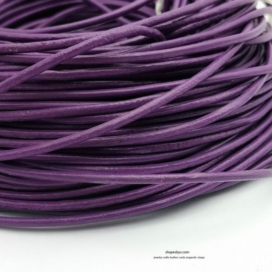 shapesbyX-3.5 Yards 3mm Round Leather Cord Genuine Leather Strap Bracelet Necklace Pendant Cord Purple