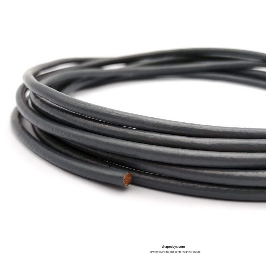 2 Yards 4mm Round Leather Cords Real Leather Strap Genuine Gray