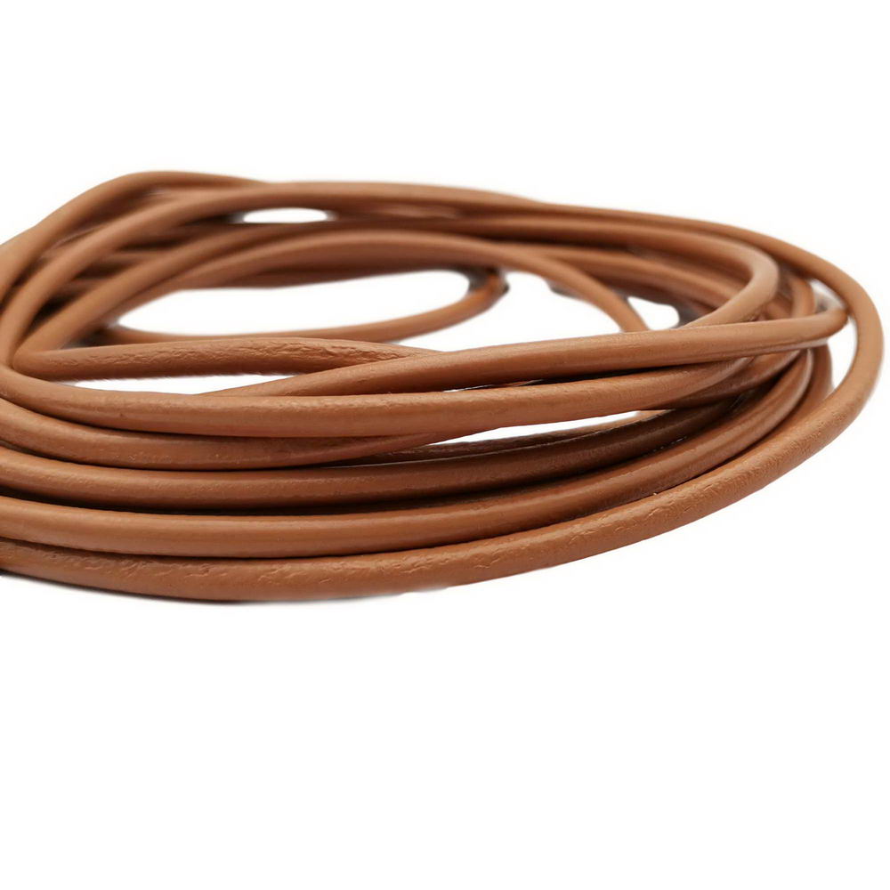 ShapesbyX-2 yards 4 mm cordons ronds en cuir véritable bracelet en cuir véritable marron