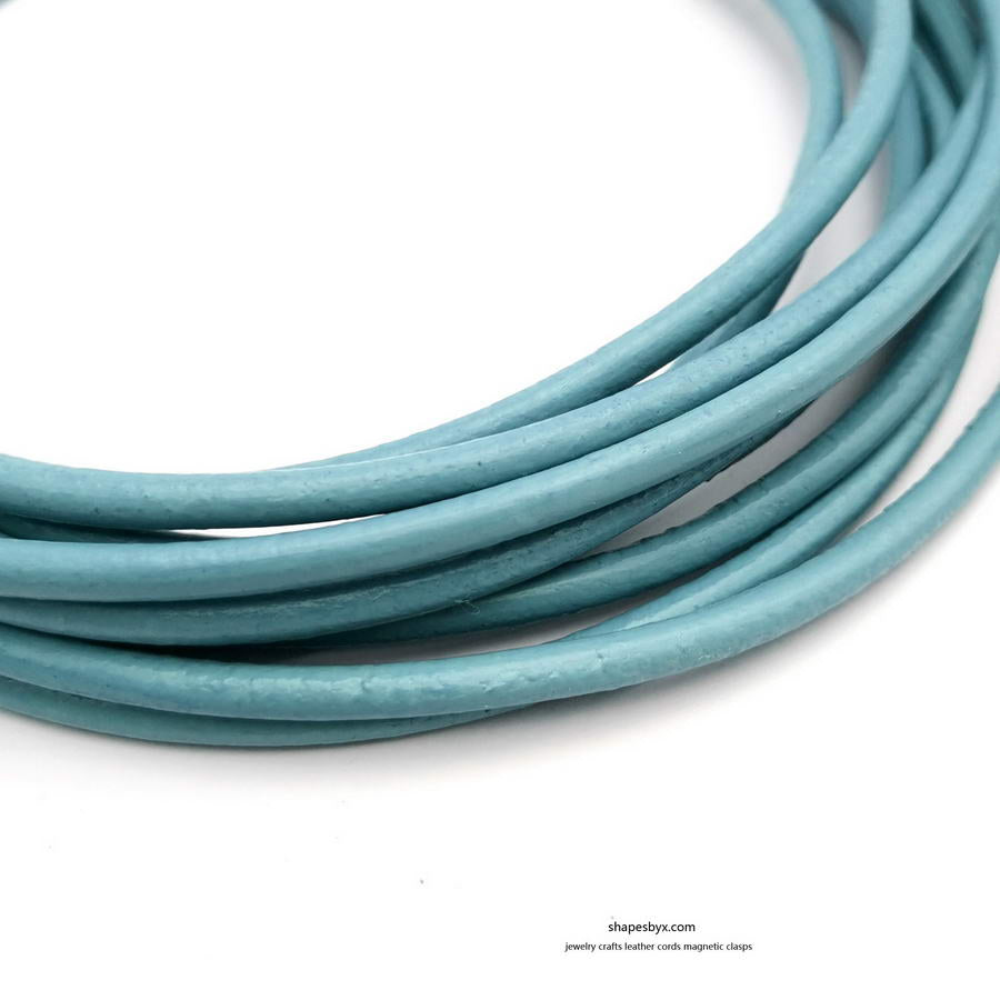 ShapesbyX-2 Yards 4 mm runde Lederschnüre, echtes Lederband, echtes Babyblau