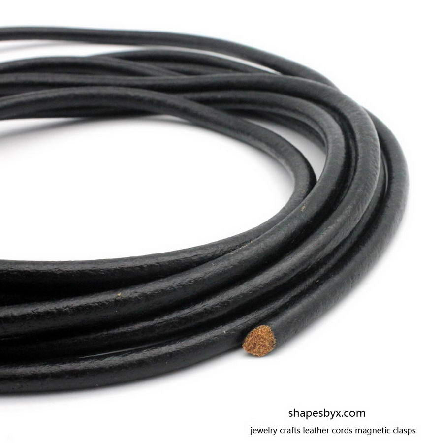 shapesbyX-5mm Dark Brown Round Leather Strap Genuine Leather Cord 1 Yard