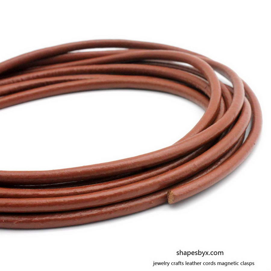 shapesbyX-5mm Round Leather Strap Genuine Leather Cord 1 Yard Brown