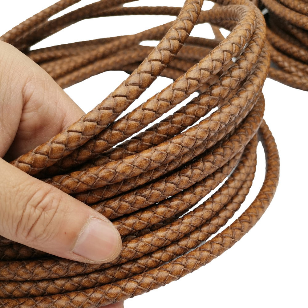shapesbyX-8mm Braided Leather Bolo Cord Antique Brown
