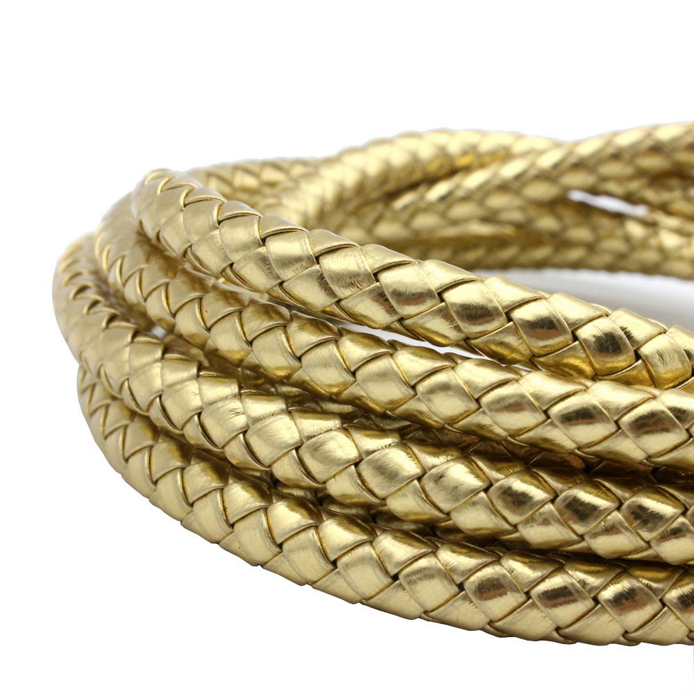 ShapesbyX-PU Faux Leather Cords 8mm Braided Round Fake Leather Synthetic Rustic Brown