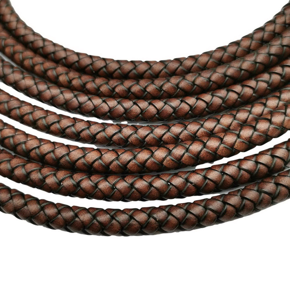shapesbyX-8mm Braided Leather Bolo Cord Antique Brown