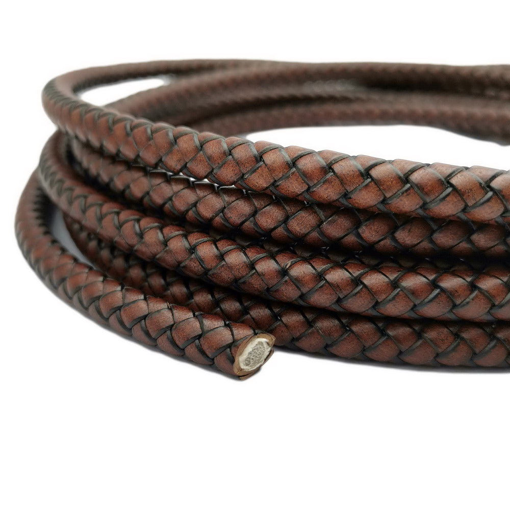 shapesbyX-8mm Braided Leather Bolo Cord Antique Brown
