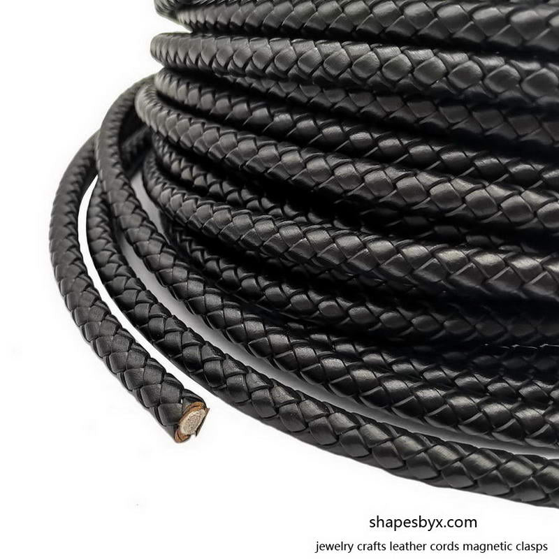 shapesbyX-8mm Braided Leather Bolo Cord 8mm Round Leather Strap Distressed Brown