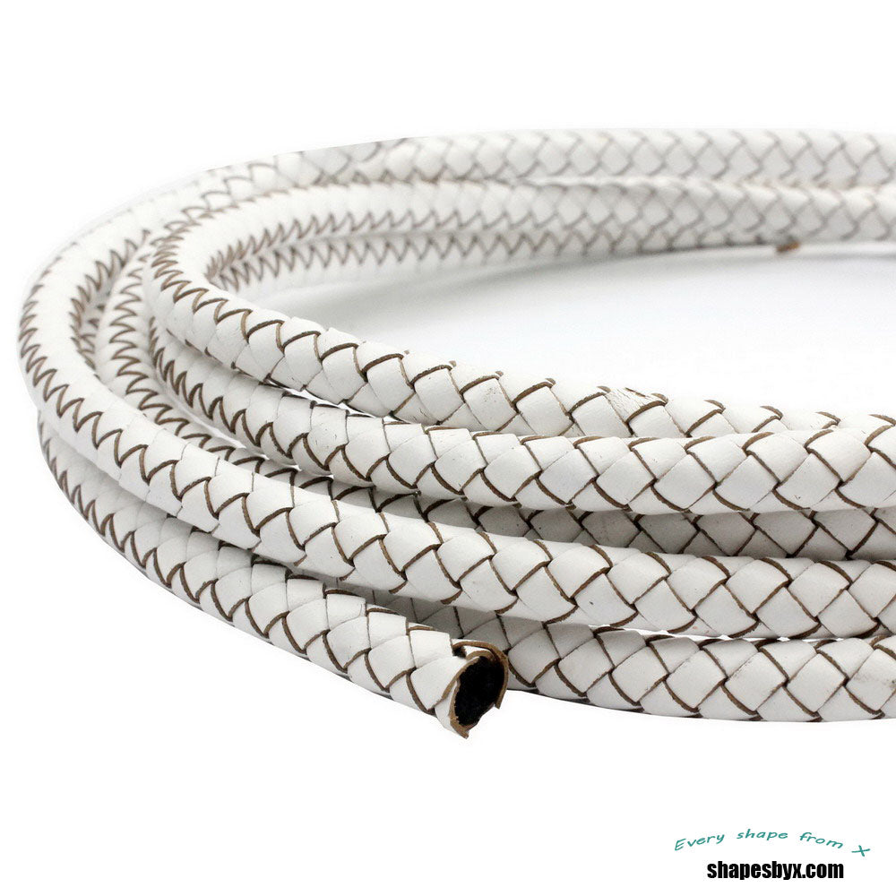 8mm Braided Leather Bolo Cord 8mm Round Leather Strap White