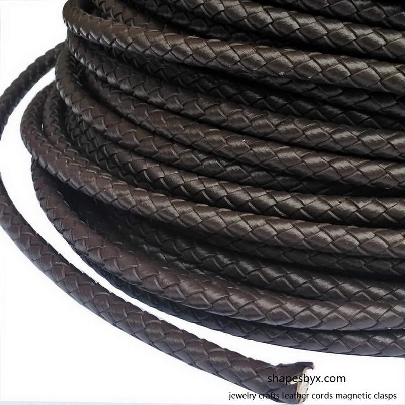 shapesbyX-8mm Braided Leather Bolo Cord 8mm Round Leather Strap Distressed Brown