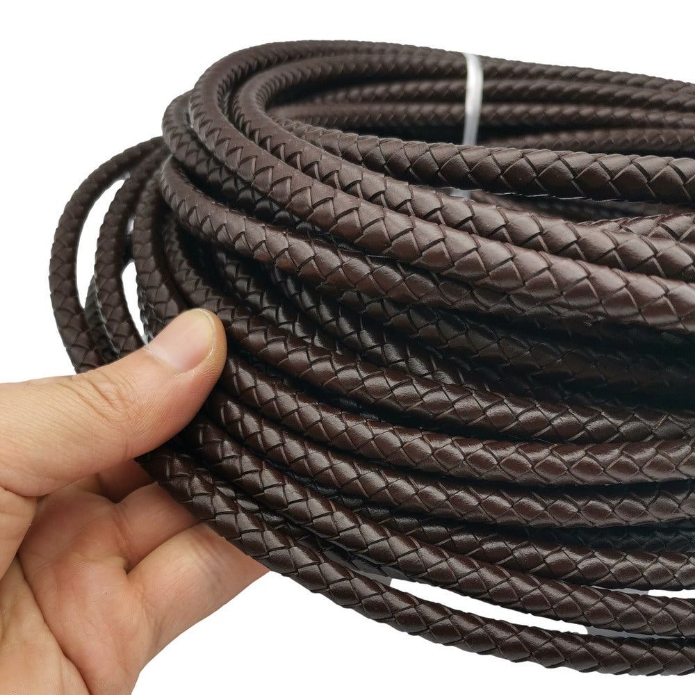 shapesbyX-8mm Braided Leather Bolo Cord 8mm Round Leather Strap Black