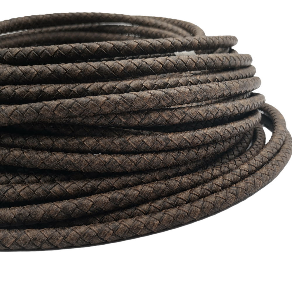 shapesbyX-8mm Braided Leather Bolo Cord Antique Brown