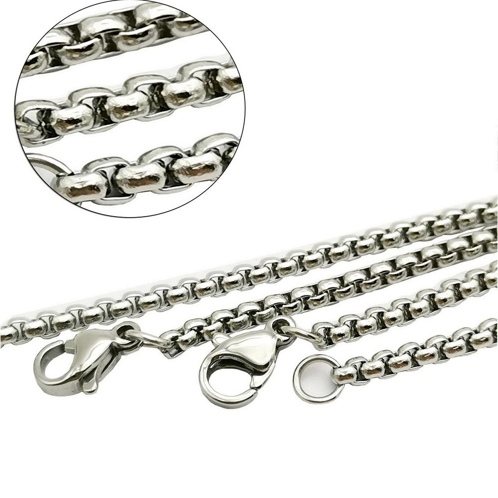 shapesbyX-3 Pieces Stainless Steel Nekclace Chains,Bracelet Anklet Chain 23.5 Inches Long 2.5mm diameter Round