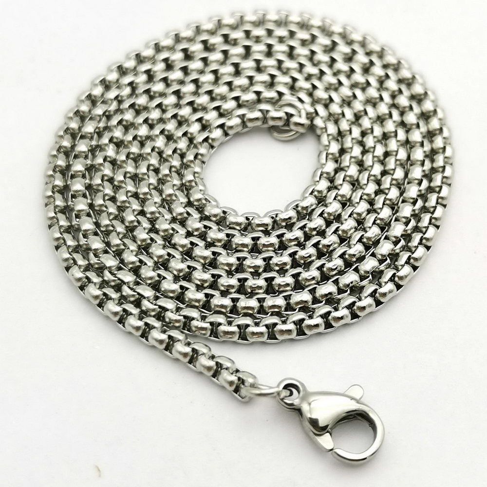 shapesbyX-3 Pieces Stainless Steel Nekclace Chains,Bracelet Anklet Chain 23.5 Inches Long 2.5mm diameter Round