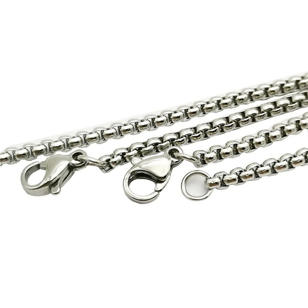 shapesbyX-3 Pieces Stainless Steel Nekclace Chains,Bracelet Anklet Chain 23.5 Inches Long 2.5mm diameter Round