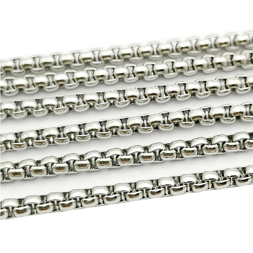 shapesbyX-3 Pieces Stainless Steel Nekclace Chains,Bracelet Anklet Chain 23.5 Inches Long 2.5mm diameter Round
