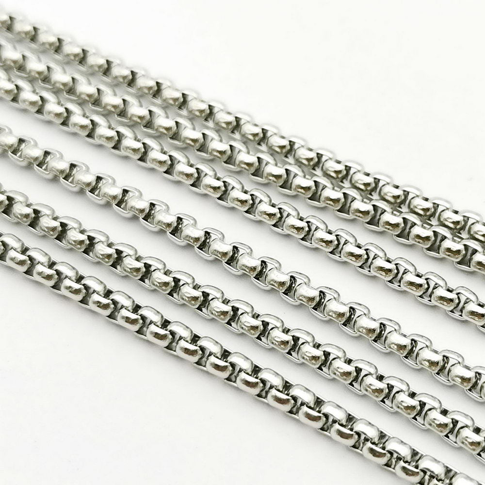 shapesbyX-3 Pieces Stainless Steel Nekclace Chains,Bracelet Anklet Chain 23.5 Inches Long 2.5mm diameter Round