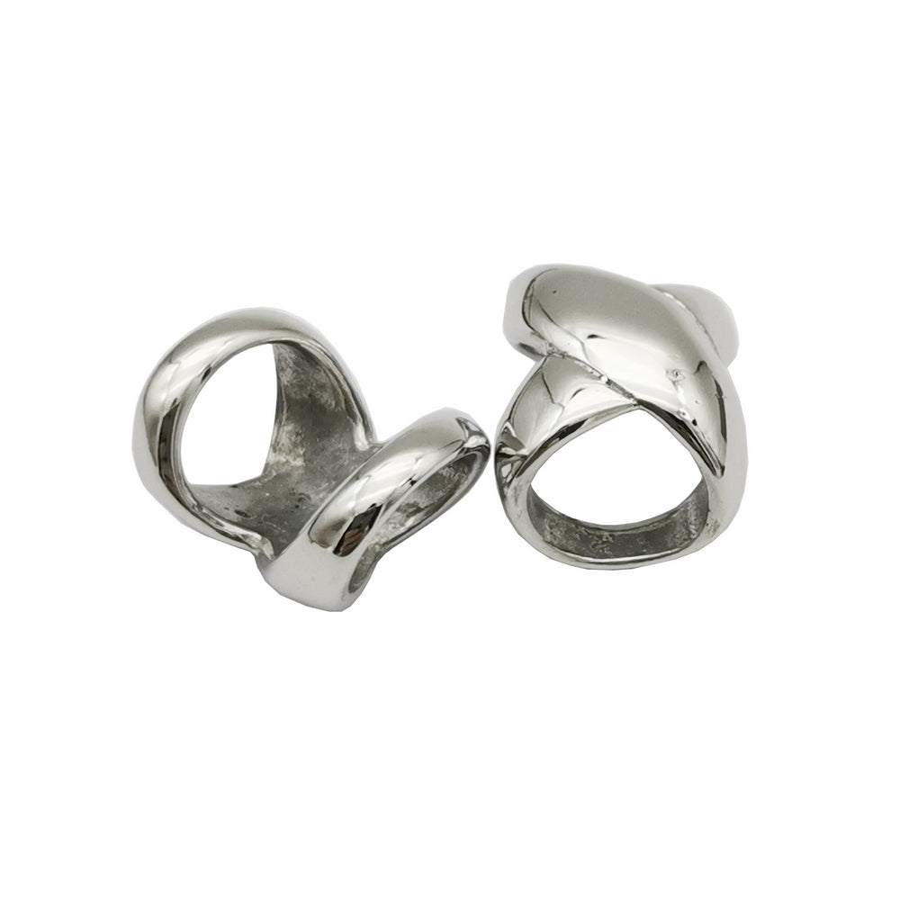 Polished Stainless Steel Slider Beads Leather Cord Charm Double Hole 8mmx7mm Inner Bracelet Making Crafts