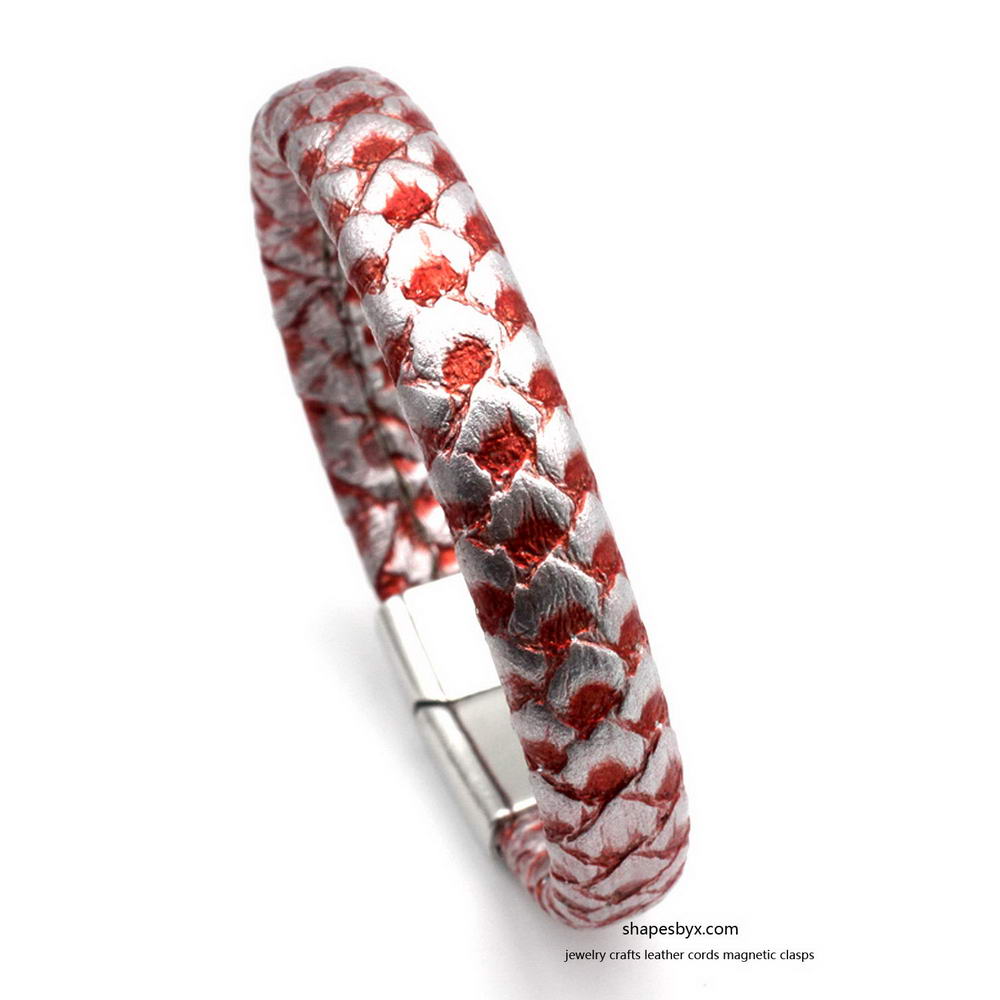 shapesbyX-10mm Licorice Leather Cords Red Snake Skin Scale Pattern 10x6mm for Snake Bracelet Jewelry Making