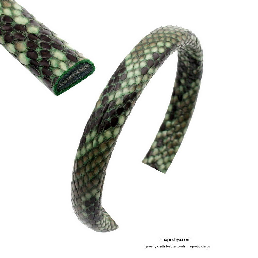 10mm Licorice Leather Cords Snake Skin Pattern 10x6mm for Snake Bracelet Jewelry Making Green